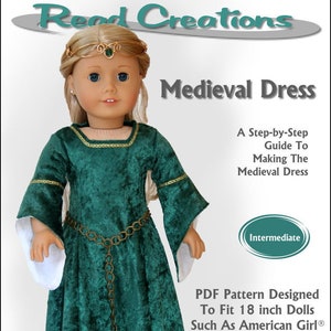 Medieval Dress PDF Sewing Pattern for 18" dolls such as American Girl Doll