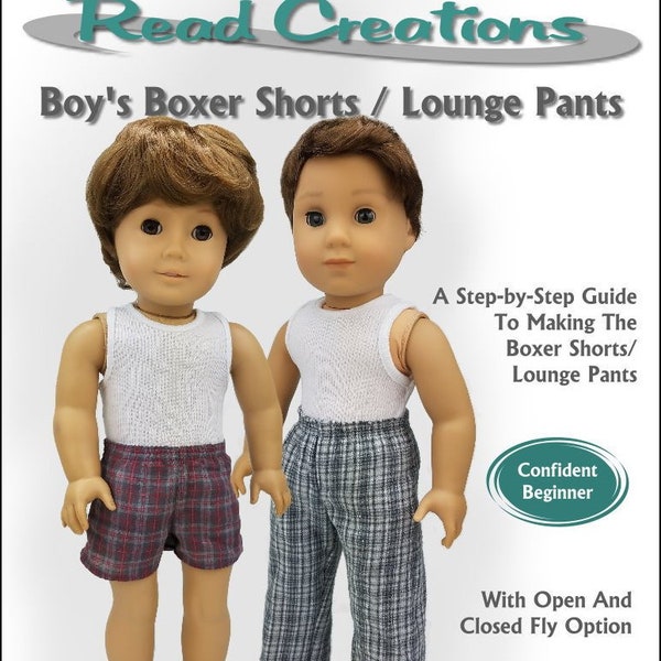 Boxer Shorts PDF Sewing Pattern for 18" dolls such as American Girl Doll