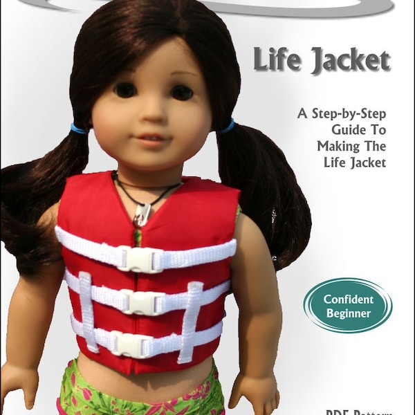 Life Jacket PDF Sewing Pattern for 18" dolls such as American Girl Doll