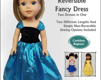 Reversible Fancy Dress PDF sewing pattern for 14.5&quot; dolls such as WellieWishers