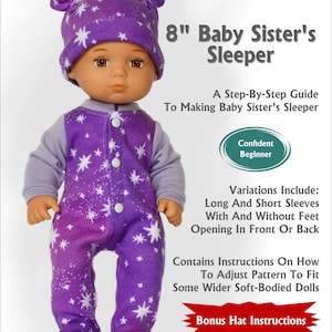 Baby Sister&#39;s Sleeper PDF Sewing Pattern for 8&quot; Baby Dolls, American Girl Doll&#39;s Baby Sister