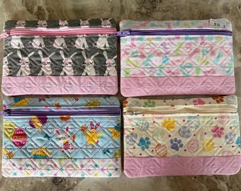 Zipper Clutch Pouch- Spring and Easter Designed Quilted Bag