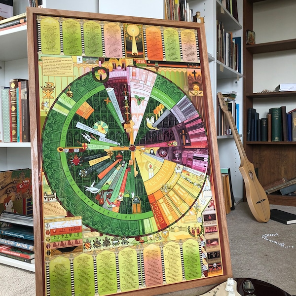 Framed Traditional Catholic Liturgical Calendar (24x36) (Latin Mass)