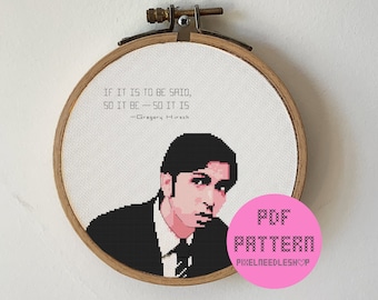 Primo Greg de Succession Cross Stitch Pattern PDF / Divertido patrón de punto de cruz PDF / Patrón de punto de cruz moderno / Cita del primo Greg