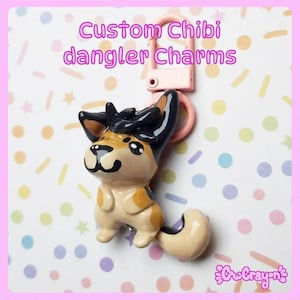 Custom chibi dangler charm | animal dangler | moving tail keychain | pet memory | ych | your character here | fursona charm