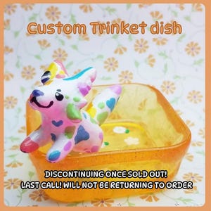 Custom chibi animal dish | animal jewelry | jewlery dish | ych | your character here | pet sculpt | fox wolf dog | trinket dish