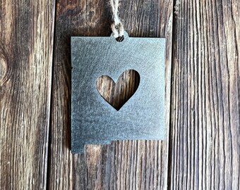 New Mexico Ornament | Love NM | New Mexico Christmas | Heart Ornament | Metal Ornament
