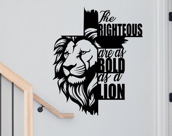 Metal Lion of Judah Cross| The Righteous are as Bold as a Lion | Christian Wall Art | Bible Verse Wall Art | Christian Gift