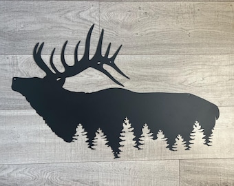 3 ft Metal Elk Magnet Board | Rustic Wall Decor | Powder Coated Metal Message Board | Wildlife Wall Art