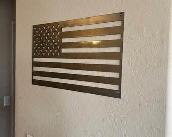 Metal American Flag Wall Art | Patriotic Metal Decor | Made in USA | Powder Coated or Clear Coat Finish | Custom Sizes Available