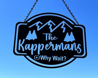 Metal House Sign Trailer sign Hanging Last Name Sign Mountain Sign Cabin Sign