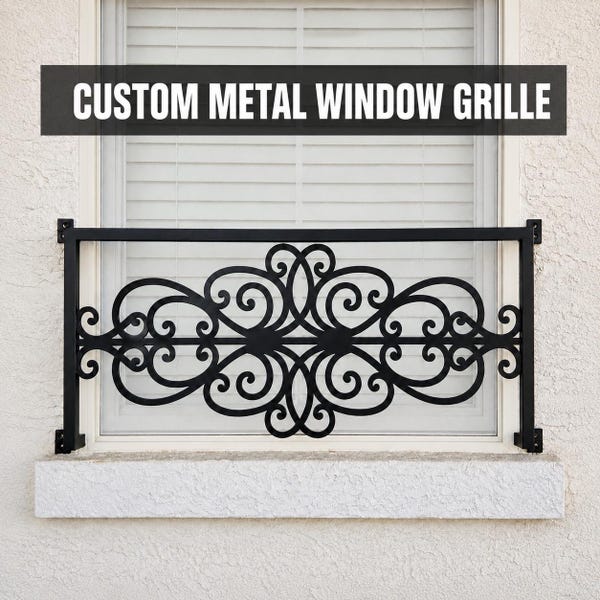 Custom Metal Window Grille, Decorative Scroll Window Guard, Wrought Iron Style Window Cover, Made to Size, Window Privacy Pannel