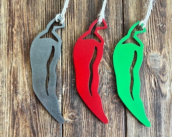 Chile Pepper Ornament | Green Chile Ornament | Red Chile Ornament| New Mexico Christmas | Metal Ornament