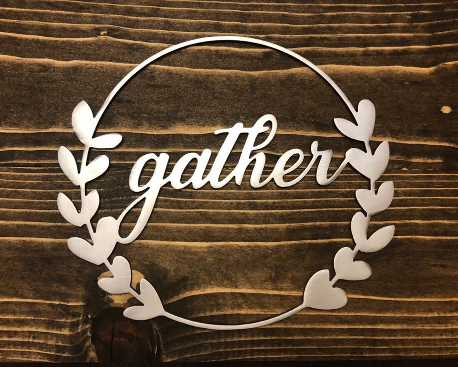Custom Metal Wreath | Housewarming Gather Sign | Wall Decor | Farmhouse ...