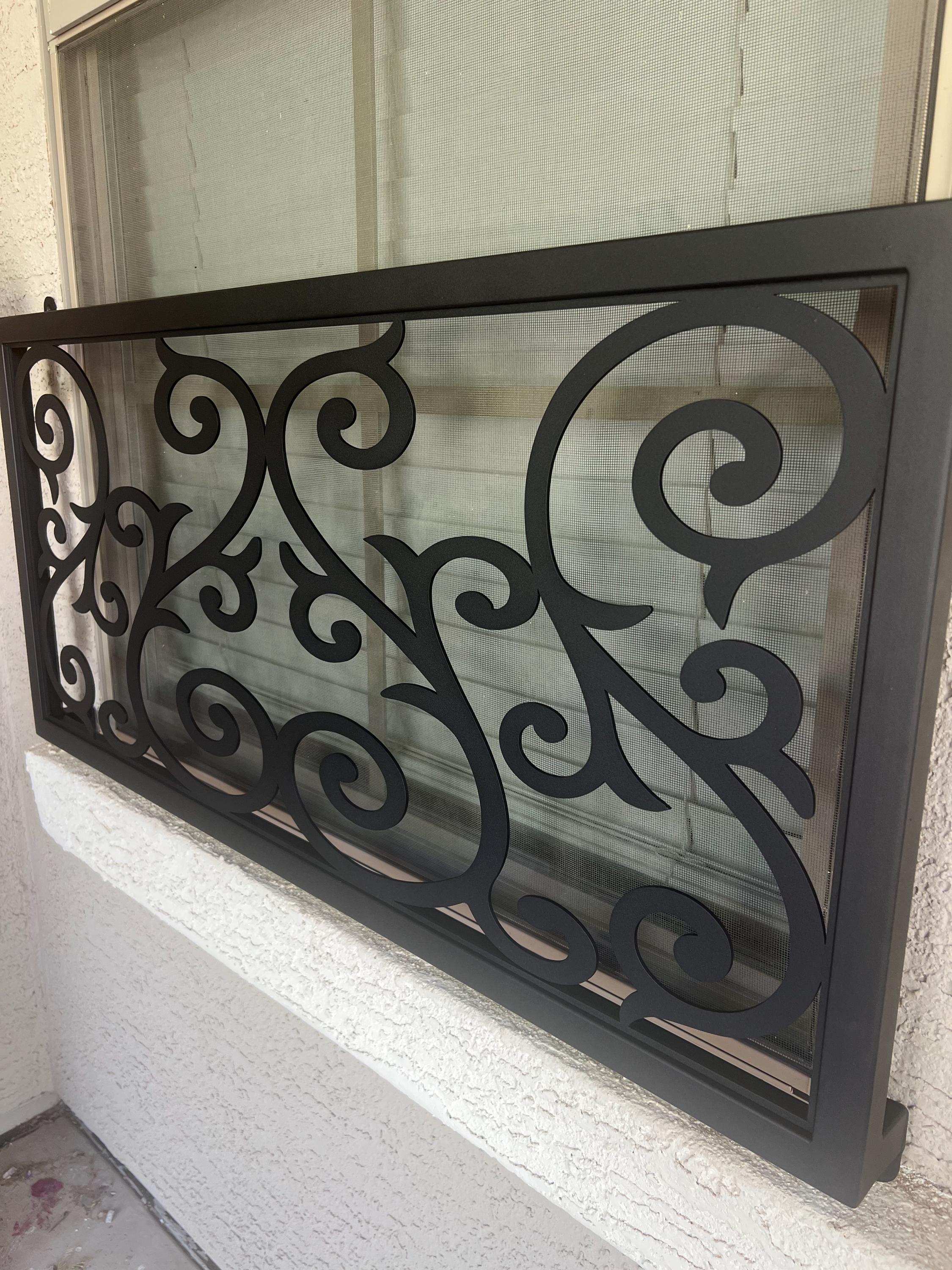 Elegant S Scroll Window Grille | Custom Metal Window Grate | Customizable Metal