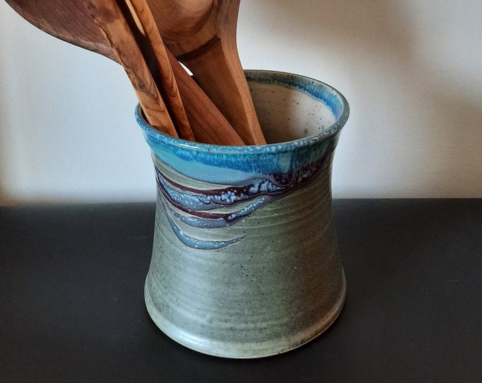 Handmade Teal Utensil Holder Etsy