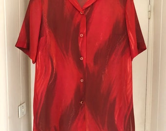 Golden and red button blouse