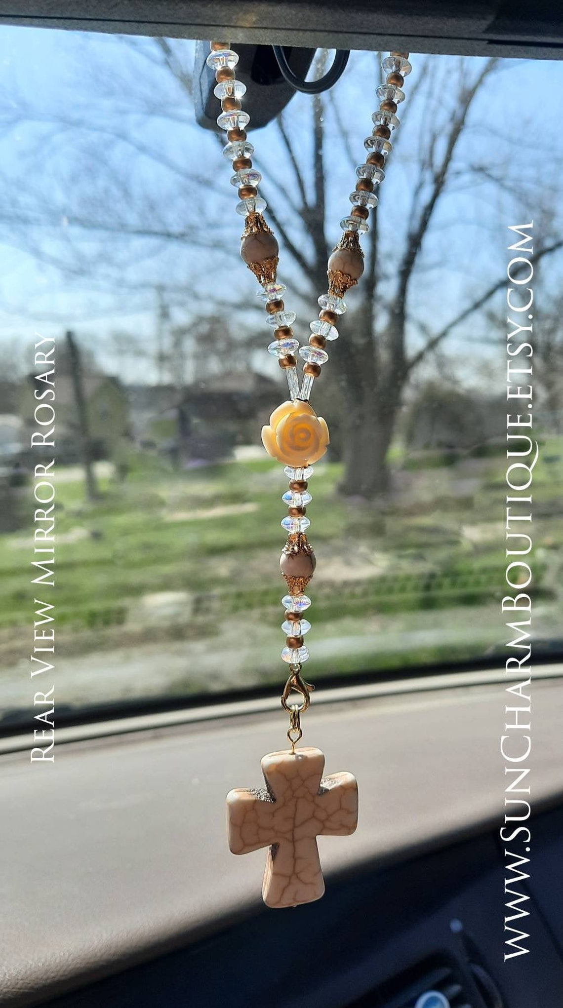 Rearview Mirror Hanging Car Rosary Travel Rosary Cross Etsy