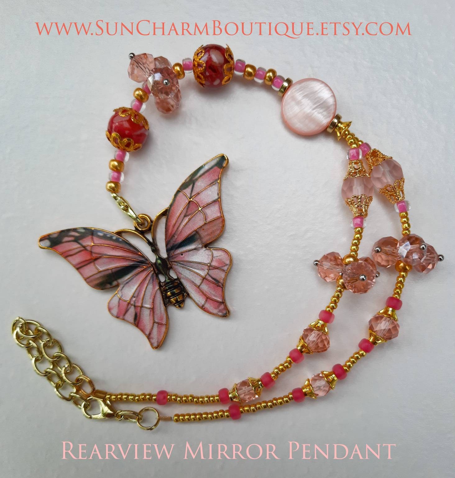 Rearview Mirror Butterfly Charm Car Mirror Hanging Decor Etsy