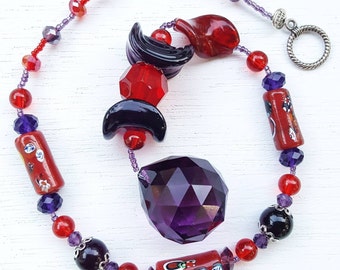 Purple, Red Window Prism Suncatcher! Light Catcher! Glass Window Decoration! Crystal Ball Pendant! Aesthetic Room Décor!