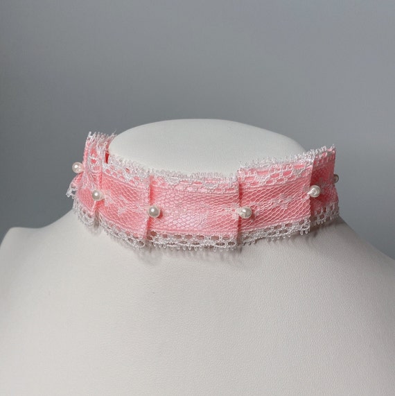 Pink lace choker best sale necklace