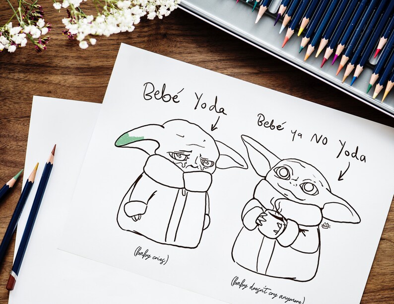 Download Baby Yoda coloring page for adult. Procreate coloring page ...