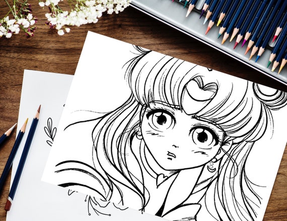 Usagi Tsukino Coloring Page for Adult. Procreate Coloring | Etsy