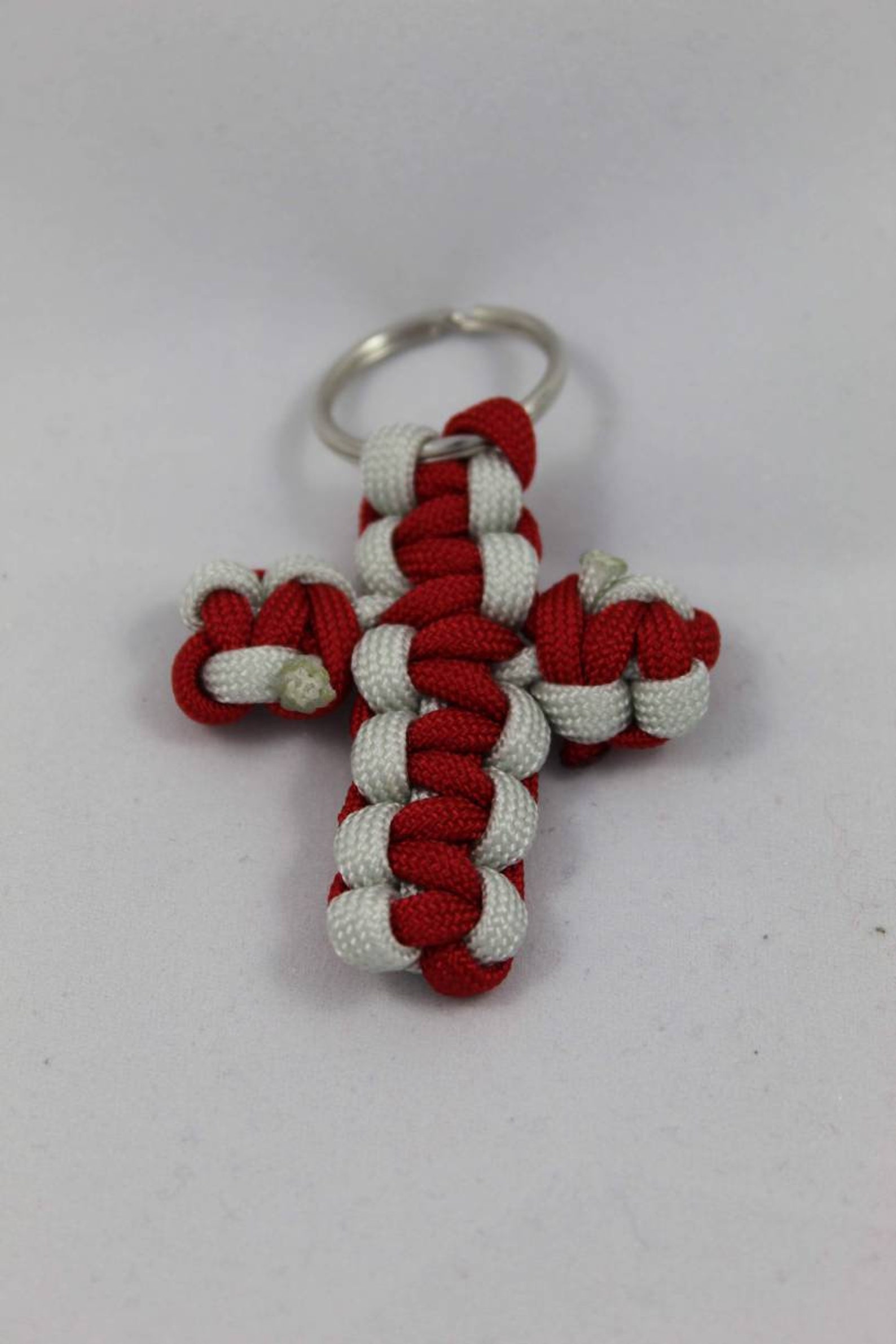 Paracord Cross Keychain with silver key ring Etsy