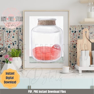Letztes eingelegtes Ei Im Glas Aquarell Fine Art PDF PNG, druckbare sofortiger digitaler Download, lustige Küche Wand Kunst Druck, Gurke Kunstwerk