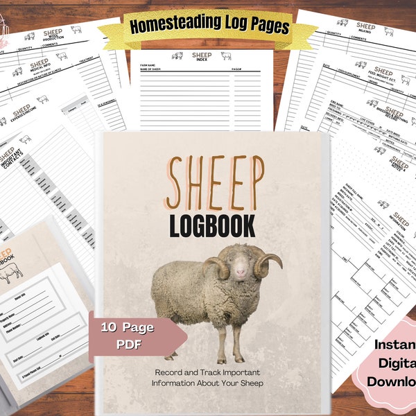 Sheep Planner, Record Keeping Logbook, Manage Sheep Ram Profiles, Medical Info, Pedigree, Feeding, Breeding, Wool, Homestead