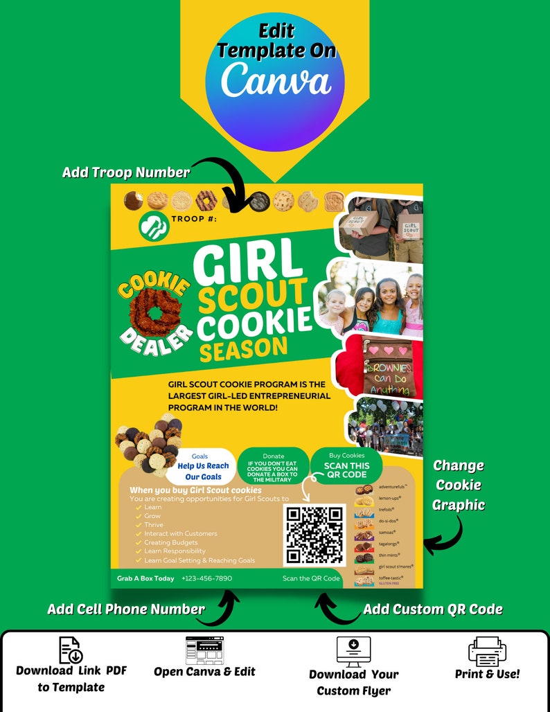 Selling Cookies Sign, Printable, Its Cookie Season, Cookie Dealer QR ...