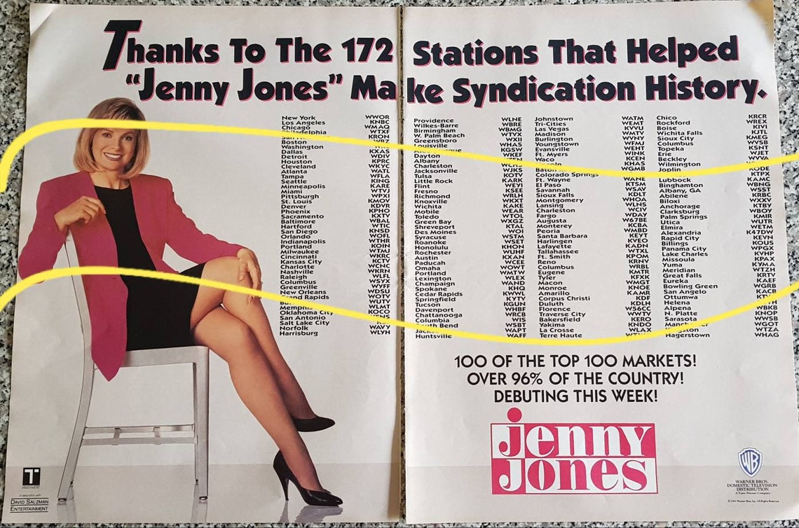 Jenny Jones Warner Bros. advert for TV show talk host 1991 Etsy