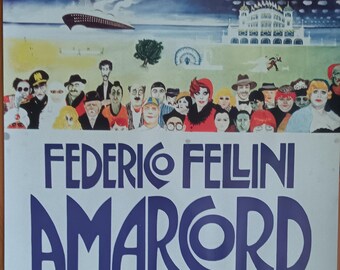 large poster - Fellini's Amarcord + 8 x lobby cards for Fellini's ROMA