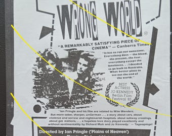 Chauvel (AFI) cinema flyer - Ian Pringle's Wrong Wolrd with Jo Kennedy and Richard Moir
