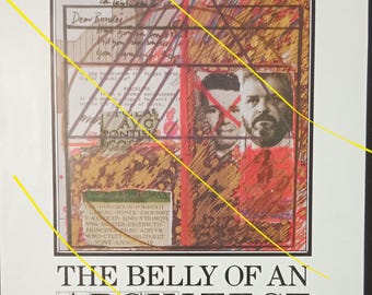 rare and unique Australian cinema flyer - Brian Dennehy, Chloe Webb and Lambert Wilson in Peter Greenway's The Belly of an Architect