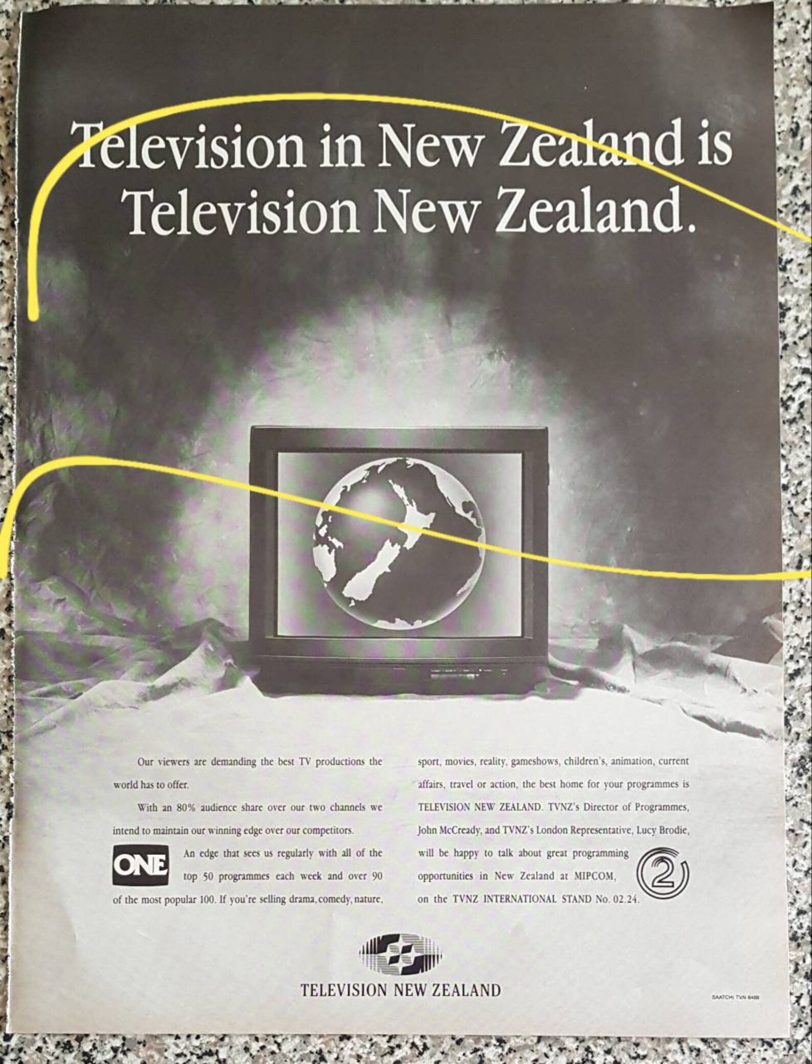 Television New Zealand 1991 large single page advert Etsy