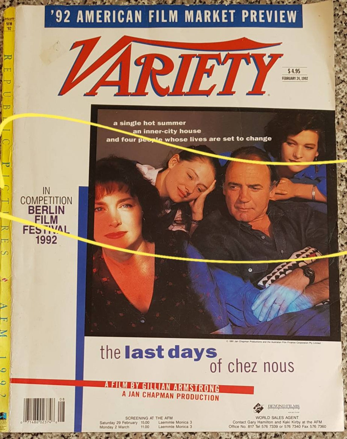 Variety magazine front cover Gillian Armstrong's Last Etsy