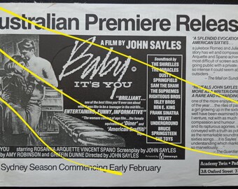 Academy Twin cinema flyer - John Sayles' Baby It's You with Rosanna Arquette and Vincent Spano