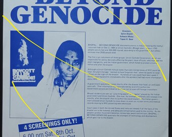 rare Mandoli Cinema flyer - documentary on India's Bhopal Beyond Genocide