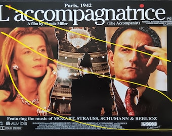 rare unique Australian cinema flyer - Richard Bohringer and Elena Safonova in Claude Miller's L'Accompagnatrice (The Accompanist)