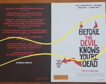 rare cinema flyer - Philip Seymour Hoffman, Ethan Hawke, Marisa Tomei, Albert Finney in Sidney Lumet's Before The Devil Knows You're Dead