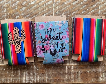 Western drink koozies. Drink sleeves. Western cozies.