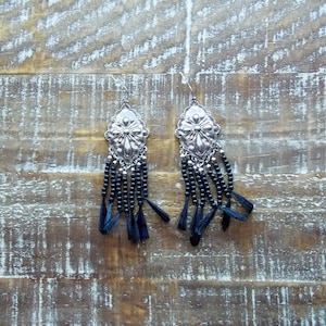 Silver concho and fringe earrings. Concho earrings. Western jewelry