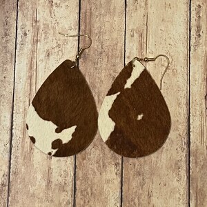 Hair on hide leather earrings. Leather earrings. Western earrings. Western jewelry