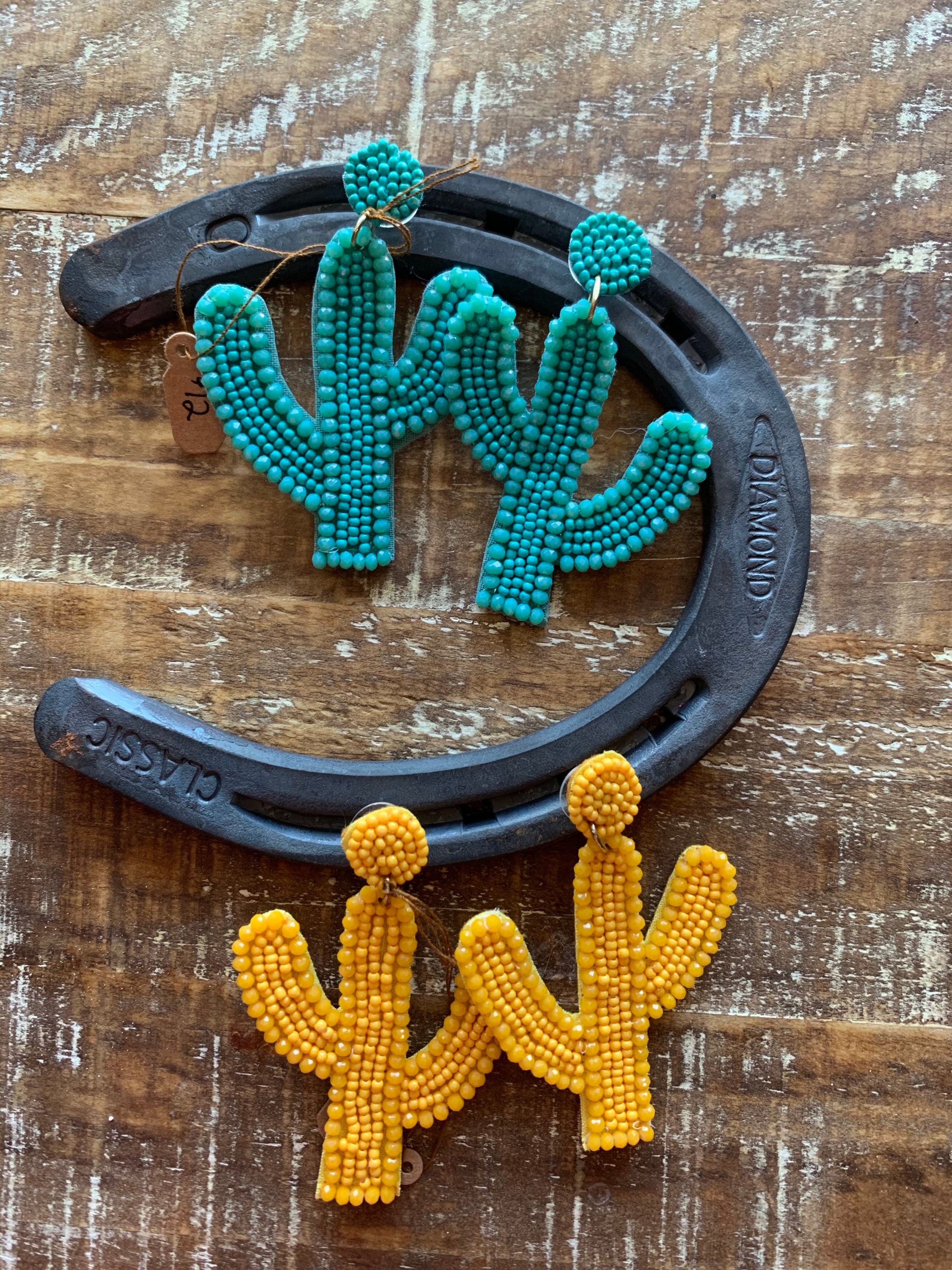 Beaded cactus stud earrings. Cactus earrings. Cactus jewelry. Etsy