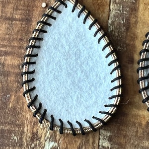 White and black whip stich earrings. Western earrings. Simple earrings
