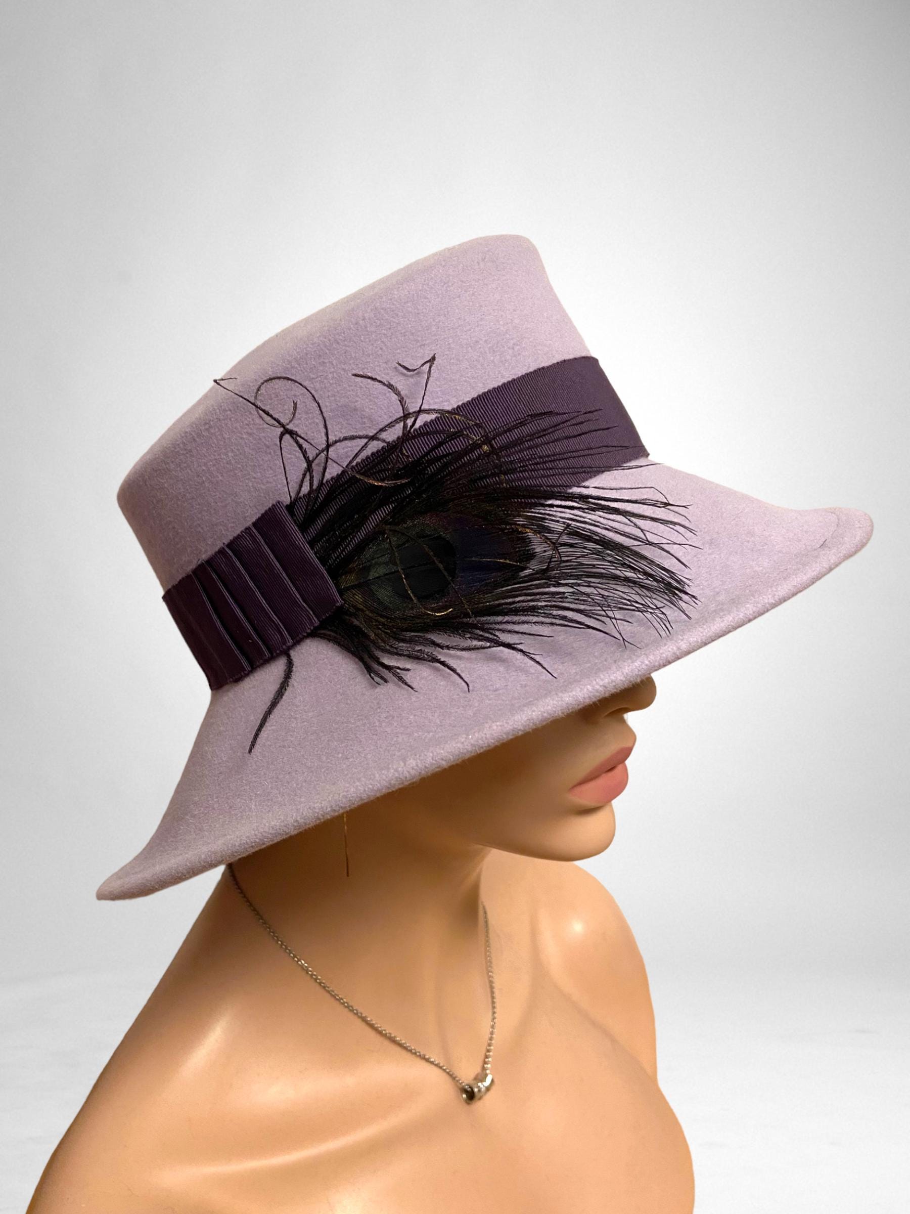 Custom made dark grey felt womens hat. One of a kind. Women main image 4