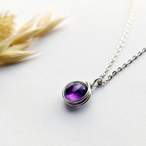 Amethyst Necklace, Sterling Silver Necklace, Dainty Necklace, February Birthstone, Birthstone Jewelry, Gift for her