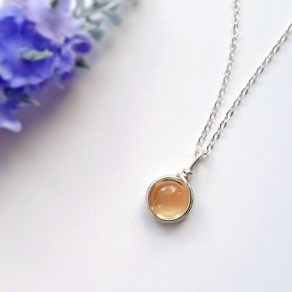 Citrine Necklace, Sterling Silver Necklace, Dainty Necklace, November Birthstone, Birthstone Jewelry, Gift for her