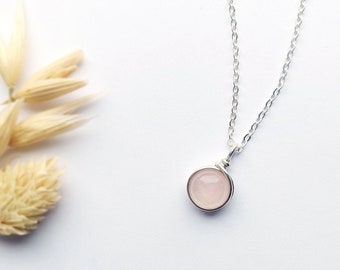 Collier en quartz rose, collier en argent sterling, collier délicat, pendentif en quartz rose, collier de pierres précieuses, cadeau pour elle